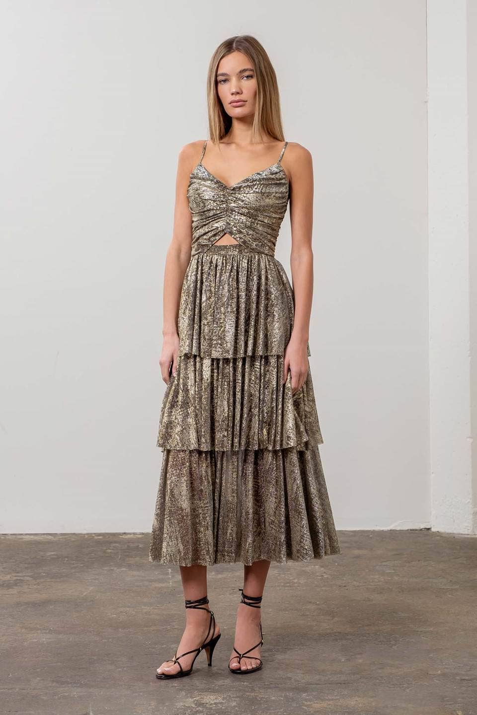 gold cut out maxi dress METALLIC CUT-OUT TIERED MAXI DRESS – Anchored Sun Boutique