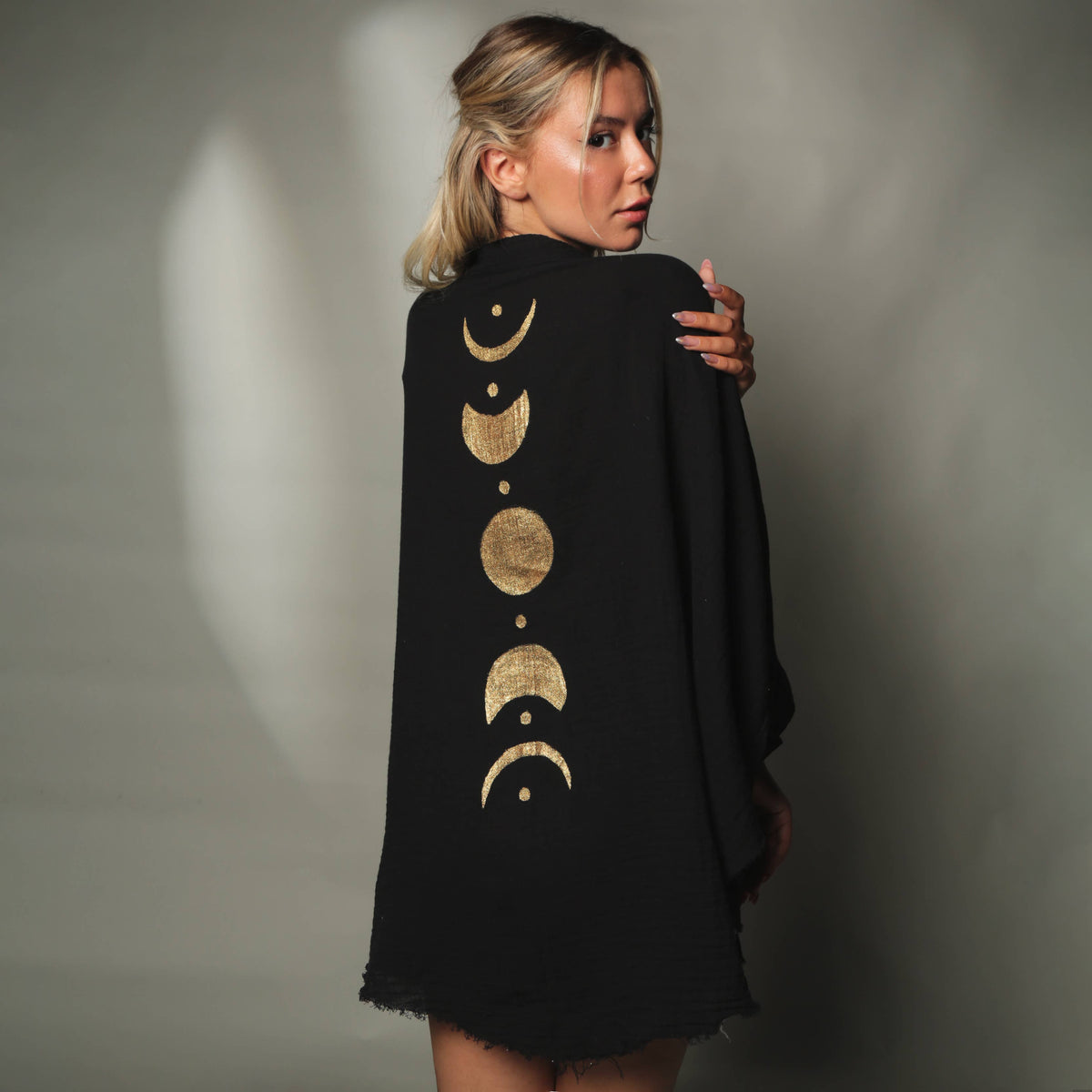 Muslin Kimono Robe with Moon Phases