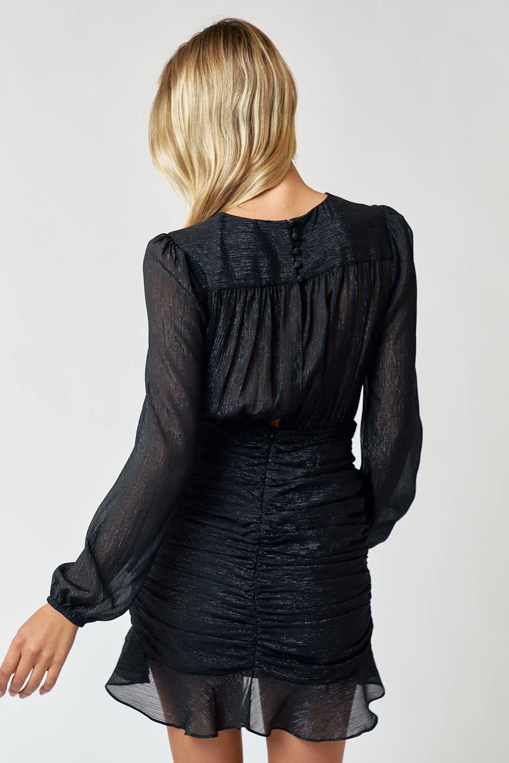RUFFLED BOTTOM LONG SLEEVE MINI DRESS HOLIDAY Anchored Sun Boutique RUFFLED BOTTOM LONG SLEEVE MINI DRESS HOLIDAY Anchored Sun Boutique