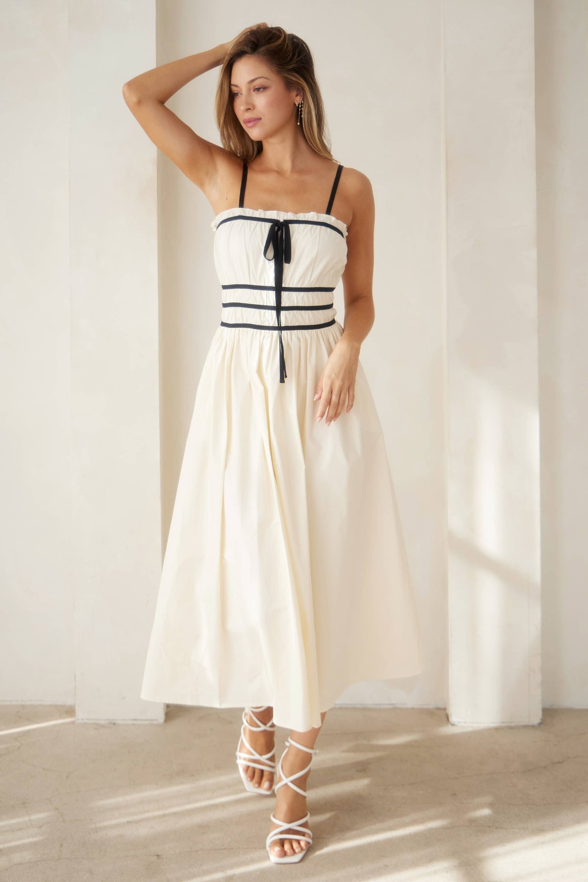 contrast midi dress VENUS Ribbed Contrast Midi Dress | Jet Black