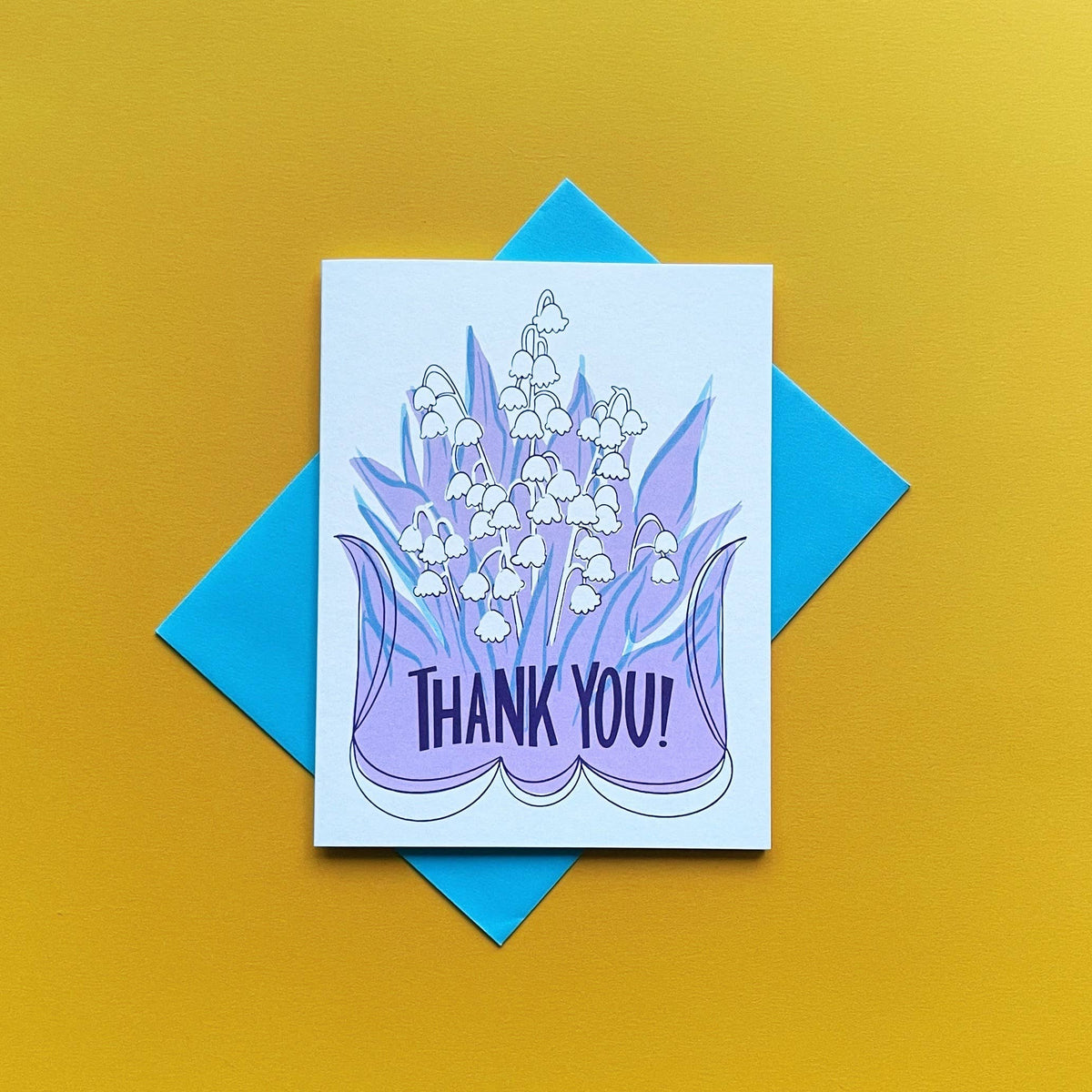 Thank You Bell Flower Letterpress Greeting Card