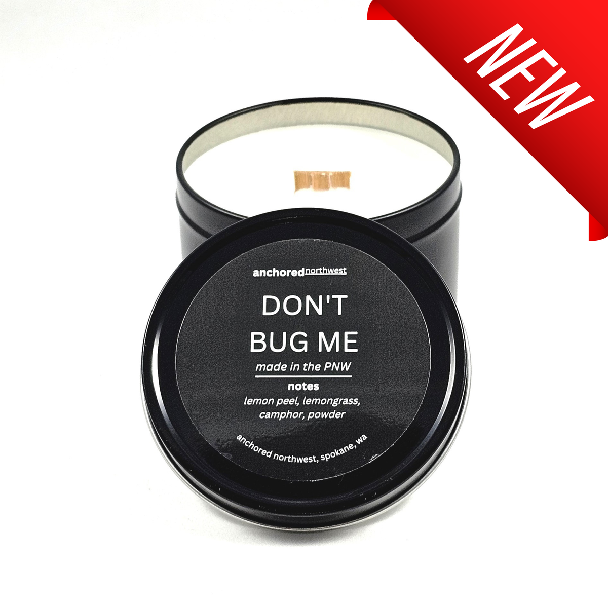 Don't Bug Me (Citronella) Wood Wick Black Soy Candle