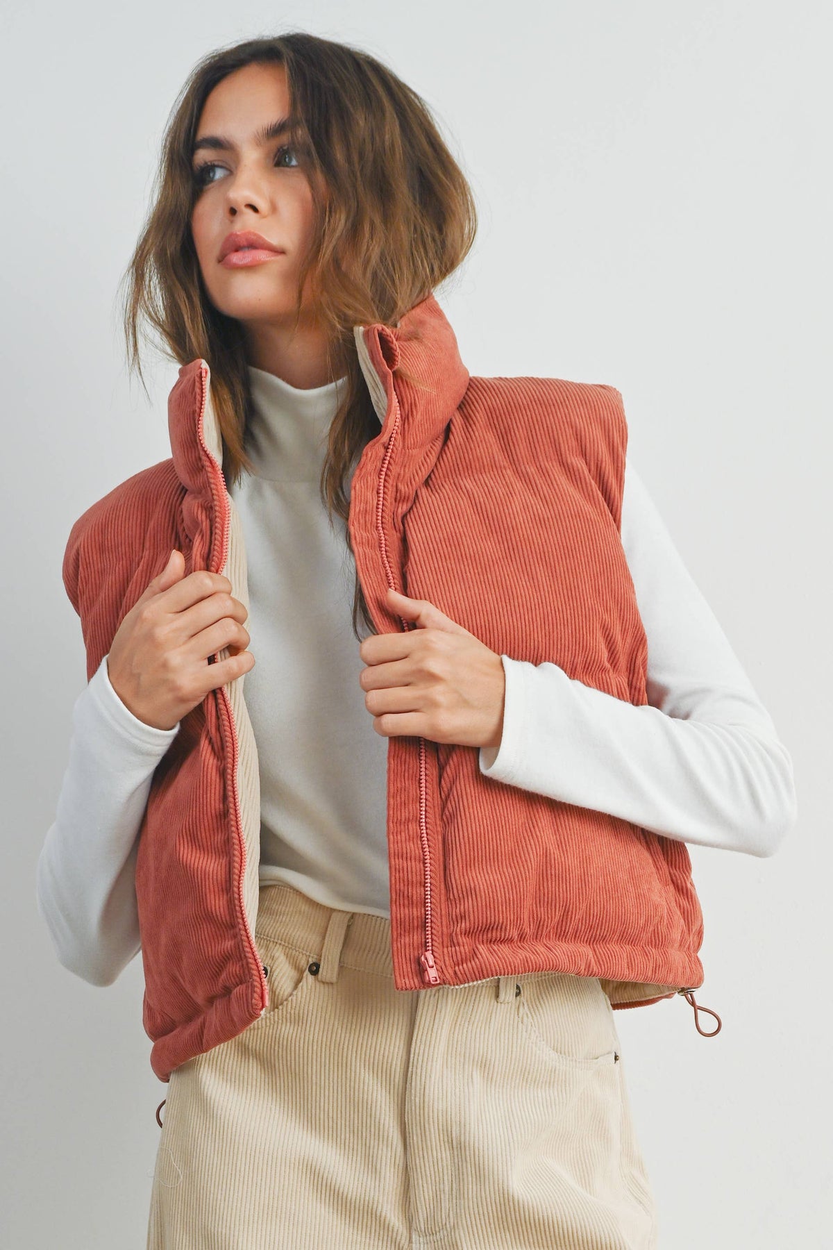 ADOREME CORDUROY PUFFER VEST