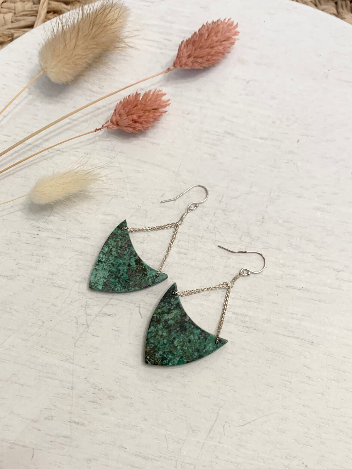 African Turquoise Shield Earrings