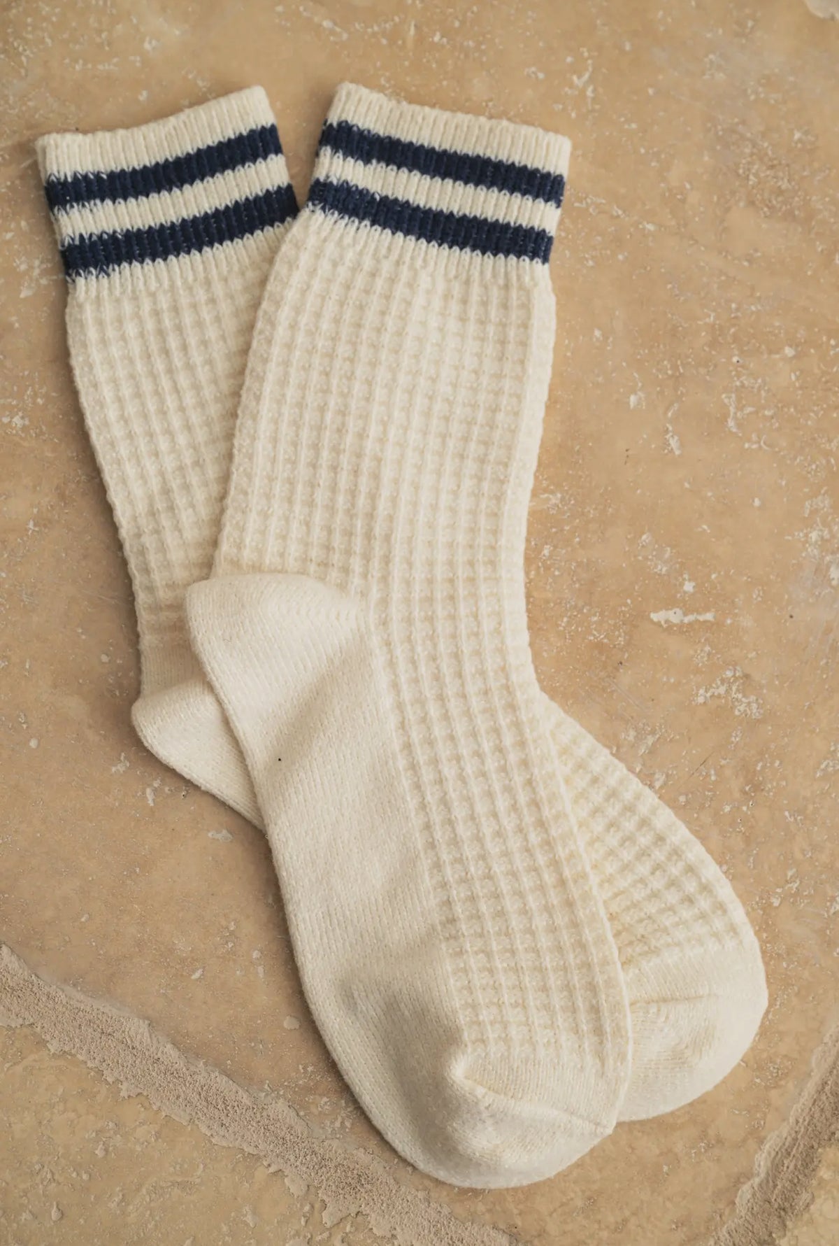 Waffle Pattern Striped Socks