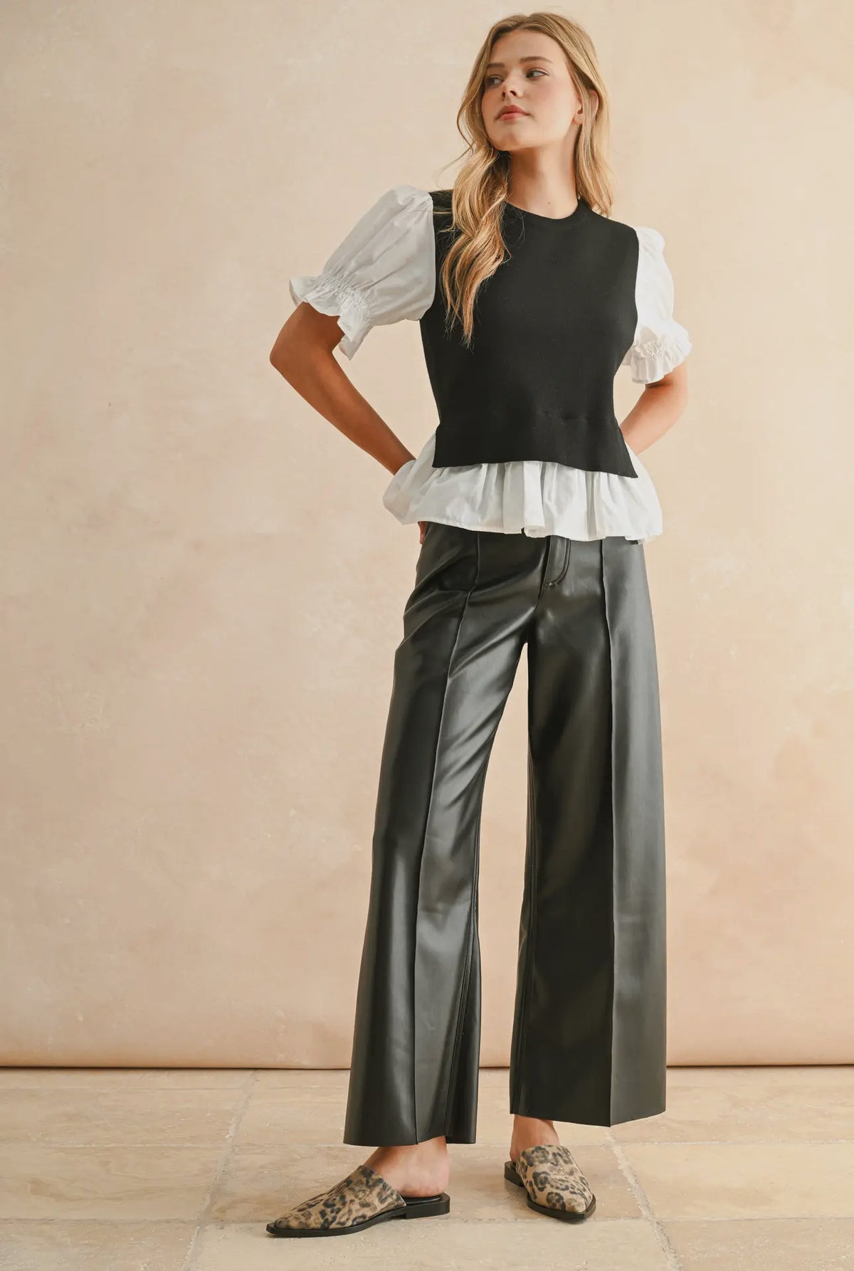 Pleater Wide Straight Pants