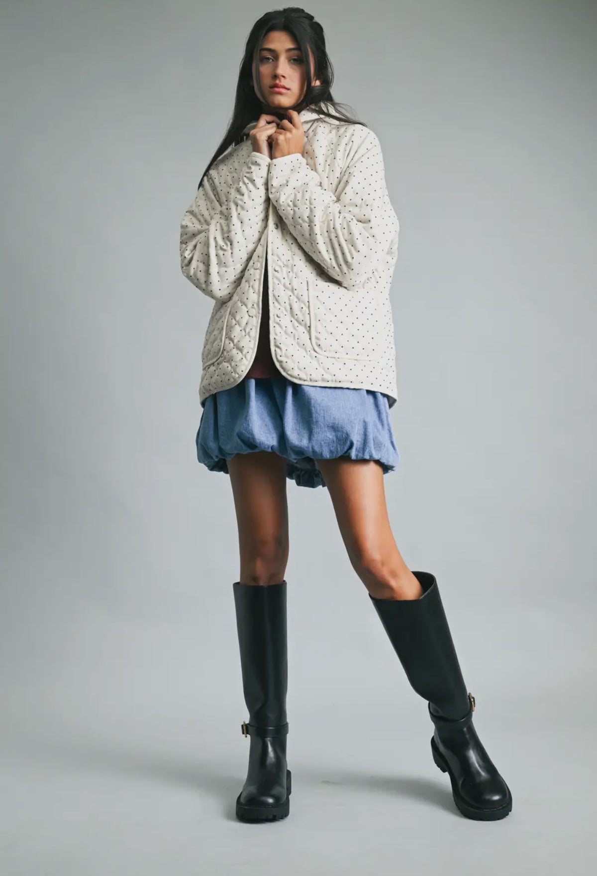 Polka Dot Quilted Jacket