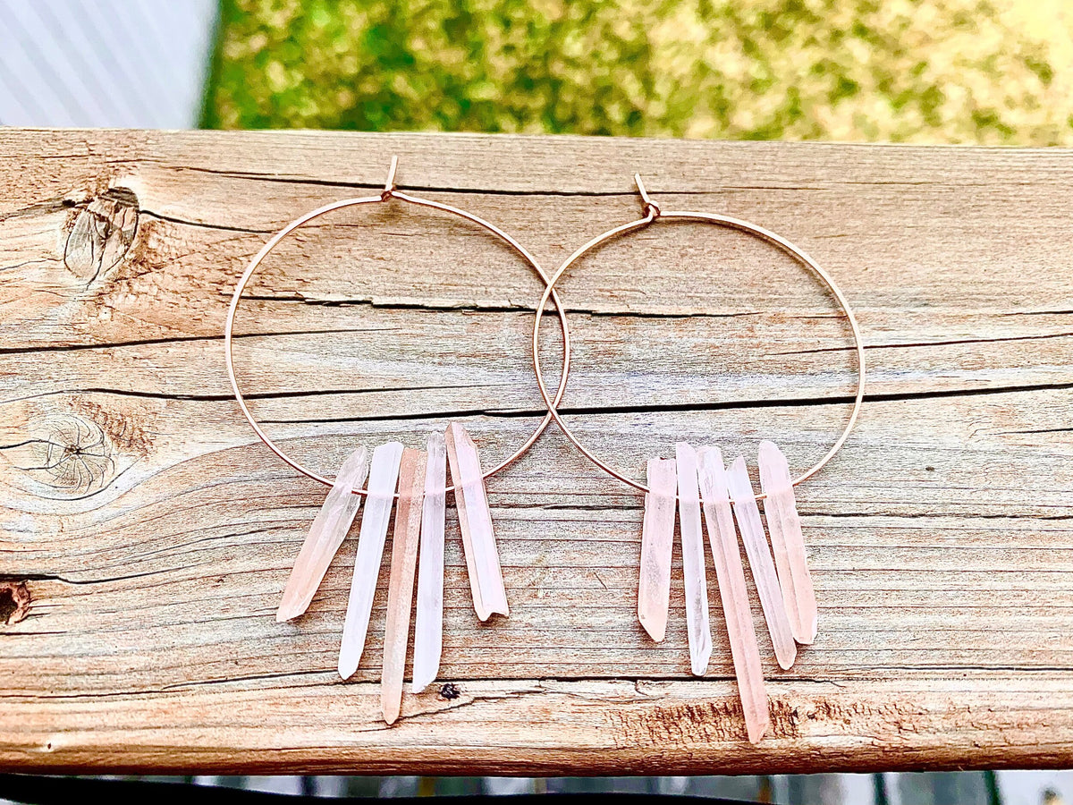 Peach Quartz Hoops