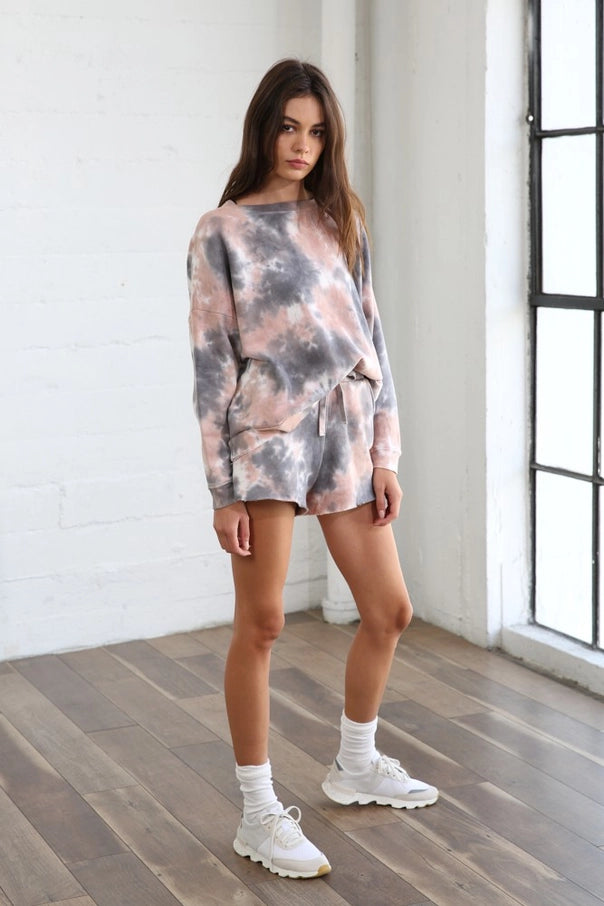 Embroidered Tie-Dye Fleece Top