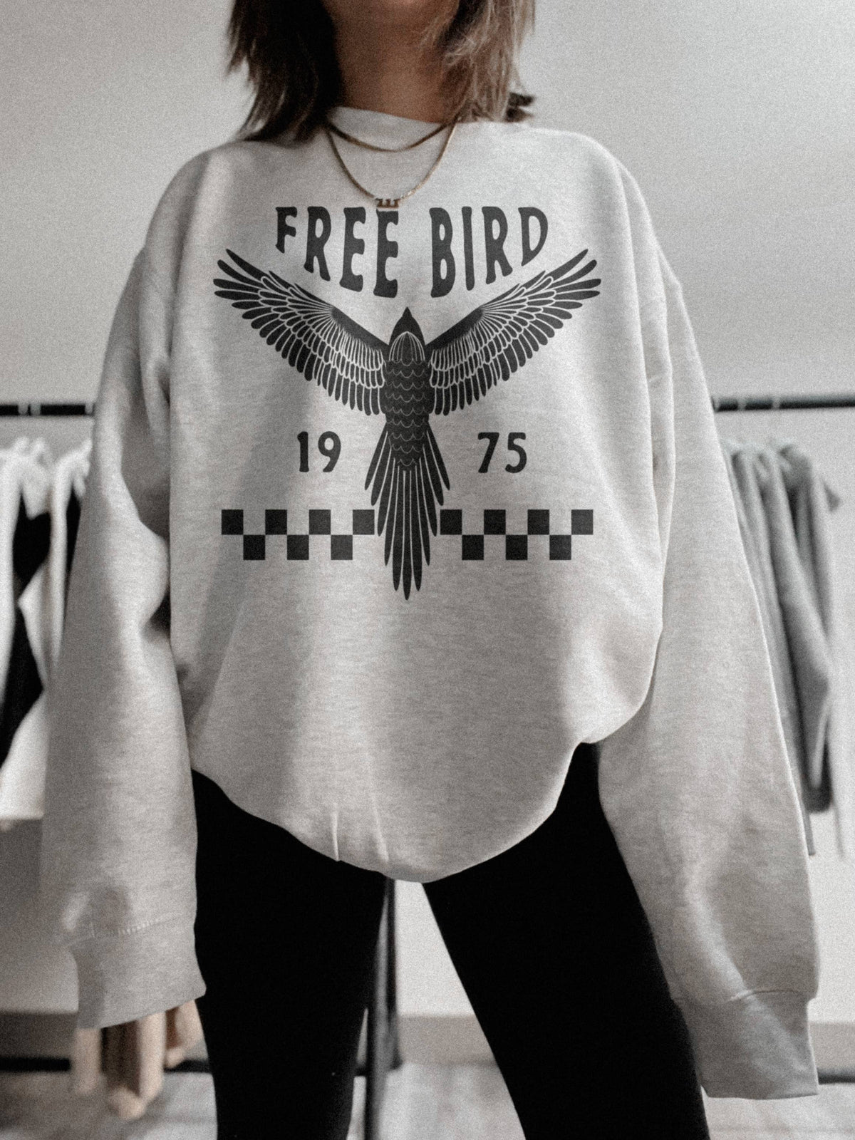 Freebird Boho Trendy Womens Sweatshirt - Ash