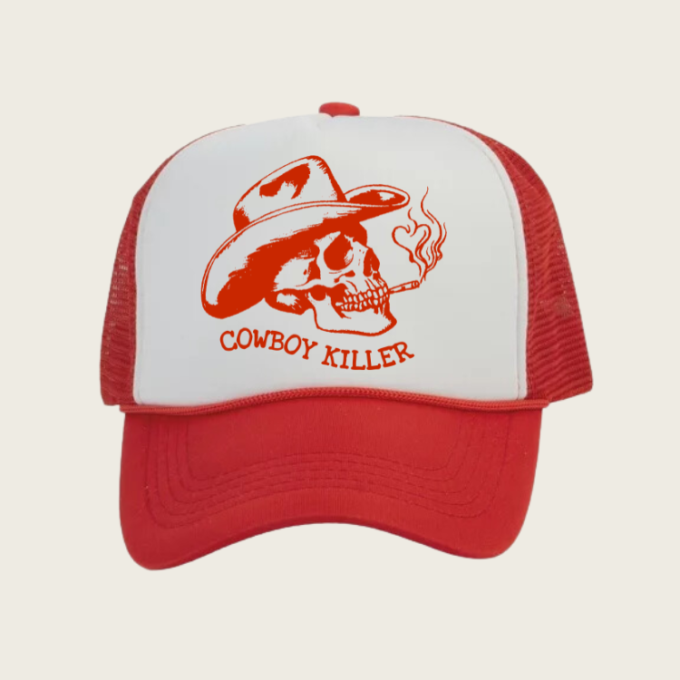 Cowboy Killer Western Trucker Hat - Red/White