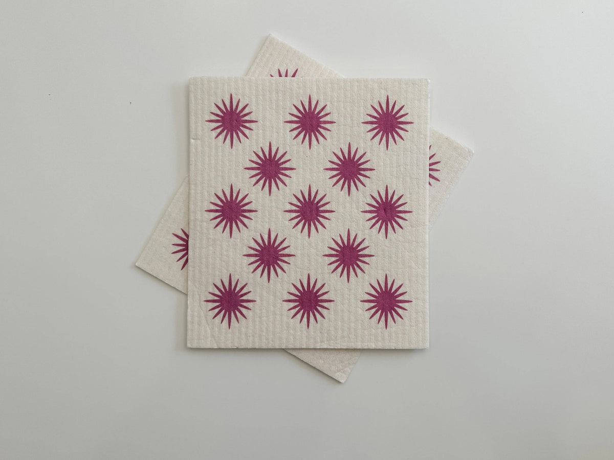 Fuchsia Sunbursts - 2pk Swedish Dishcloth